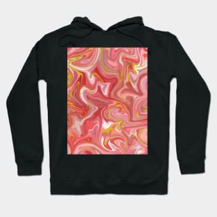 Gentle Pink with Gold Silk Marble - Pastel and Hot Pink with White Liquid Paint Pattern Hoodie